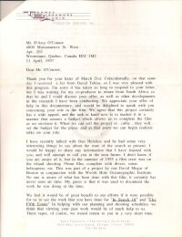 Letter from Thomas Blakemore giving update about a future meeting with O'Connor, first page