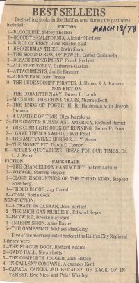 Chronicle Herald: Best Sellers March 18 1978