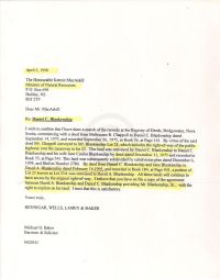Letter discussing Dan Blankenship's legal rights to Lot 23