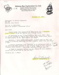 Application letter for "Treasure Trove License" for Lot 23 & 23-A