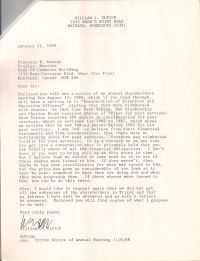 Letter discussing enclosed notice of annual shareholders meeting