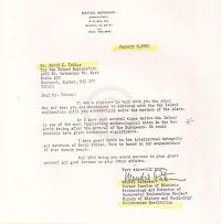 Letter from Peterson giving his blessing to Tobias