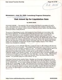 Progress Enterprise: Oak Island Up for Liquidation Sale