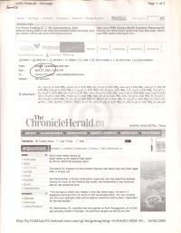 Email containing Chronicle Herald article "New hunter seeks money pit" by Steve Proctor p1