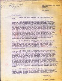 Letter discussing Bermuda Triangle Mystery-Solved and Baconian theory