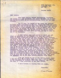 Letter talking about "In Search Of" show and items shown by Triton