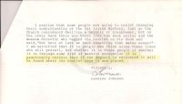 Letter mentioning Johnson's booklet p3