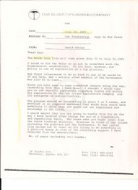 Informing of a visit by the Woods Hole Institute