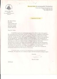 Providing preliminary information about Woods Hole's efforts