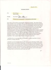 Updating the Davids on his meeting with another Dave, Dave Gallo of Woods Hole