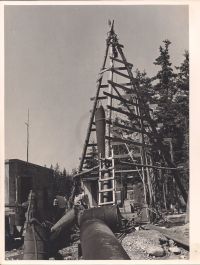 Pyramid-shaped wooden construction