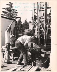Blankenship being lowered into Borehole 10-X