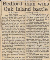 Chronicle Herald: Bedford man wins Oak Island battle