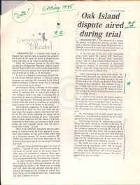 Chronicle Herald: Oak Island dispute aired during trial/Ownership still undecided