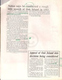 Chronicle Herald: Nolan says he conducted a rough title search of Oak Island in 1963/Appeal of Oak Island lots decision being considered