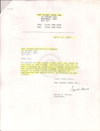 Letter from Tobias to Oak Island Exploration Company confirming access to lots