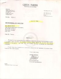 Letter to see attached document of letter from Tobias to Oak Island Exploration Company