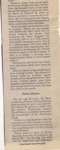 Westmount Examiner: Hopes of fortune, curiosity fuel Oak Island treasure hunt p1, part 2