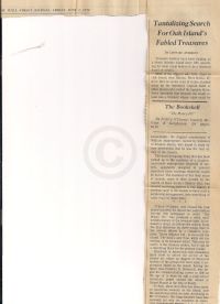 Wall Street Journal: Tantalizing Search For Oak Island's Fabled Treasures, part 1