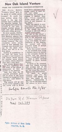 Halifax Herald: New Oak Island Venture