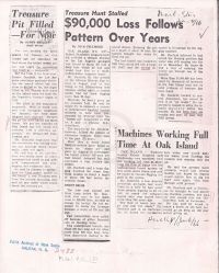 Treasure Pit Filled - For Now/$90.000 Loss Follows Pattern Over Years/Machines Working Full Time At Oak Island