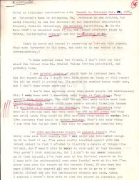 Notes on telephone conversation with Mendel L. Peterson, Oct 20 1976 p1