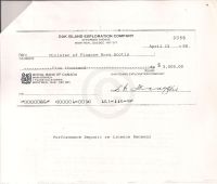 Performance Deposit cheque for $5000 (attached to April 15 letter)