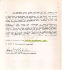 Notice of Special Meeting for Shareholders for Jan 15th 1990 p2