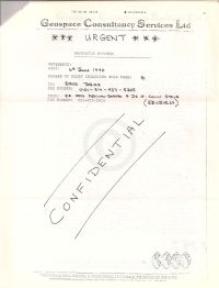 Urgent confidential notice from Geospace Consultancy Services Ltd. (attached to June 11 1990 memorandum)