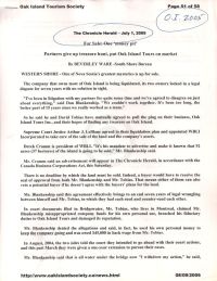 Chronicle Herald: Partners give up treasure hunt, put Oak Island Tours on market p1