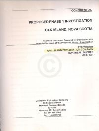 Confidential: Proposed Phase 1 Investigation, Oak Island, Nova Scotia (cover scanned)