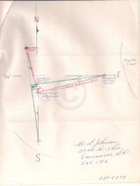 Hand-drawn map of dig area (attached to Dec 27 1988 letter)
